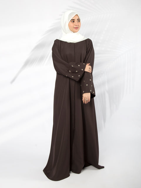 Flower Sequin Abaya (Charcoal) Jilbaab