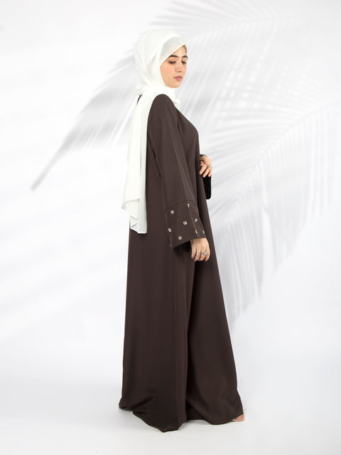 Flower Sequin Abaya (Charcoal) Jilbaab