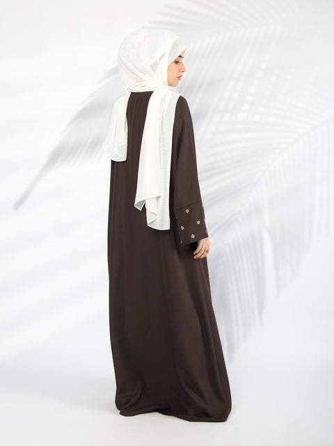 Flower Sequin Abaya (Charcoal) Jilbaab