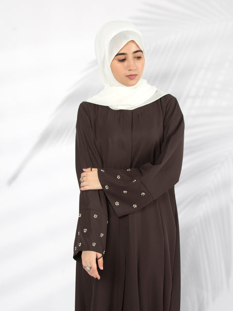 Flower Sequin Abaya (Charcoal) Jilbaab