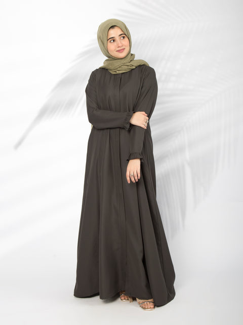 Frill Sleeves Abaya (Charcoal) Jilbaab