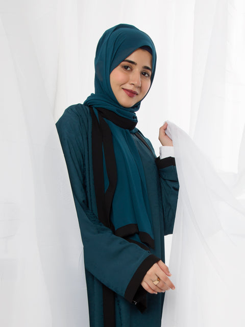 Twilight Embossed Set (Teal Blue) Jilbaab