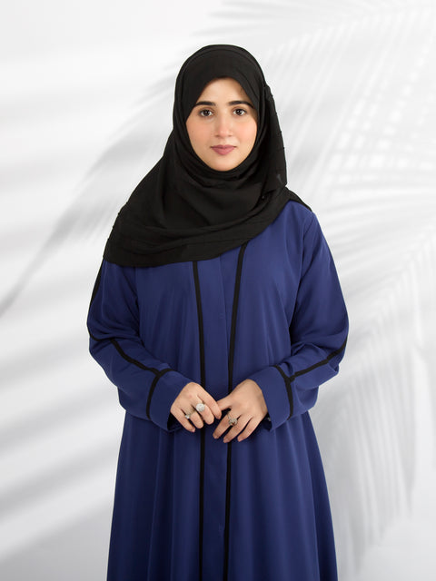 Electric Blue with Black Lines Jilbaab