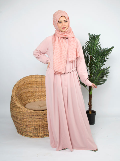 Modern Belted Coat (Peach-Pink) Jilbaab