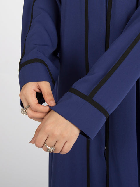 Electric Blue with Black Lines Jilbaab