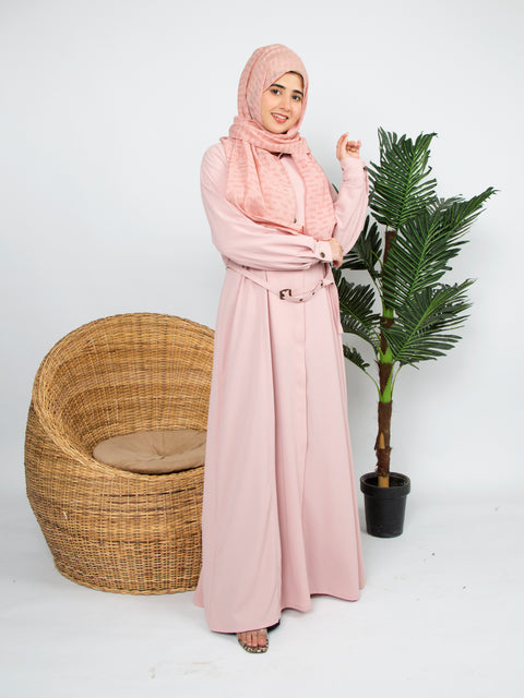 Modern Belted Coat (Peach-Pink) Jilbaab