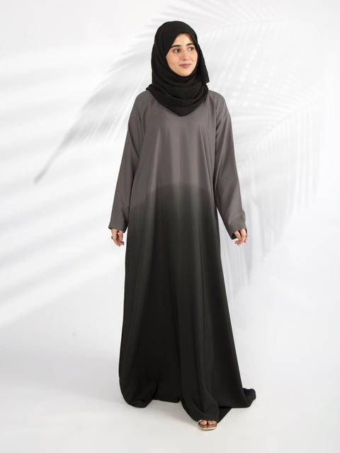 Two Toned Halter Neck Abaya (Grey Black) Jilbaab