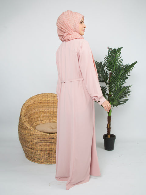 Modern Belted Coat (Peach-Pink) Jilbaab