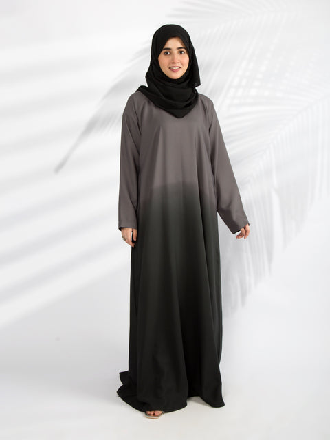 Two Toned Halter Neck Abaya (Grey Black) Jilbaab