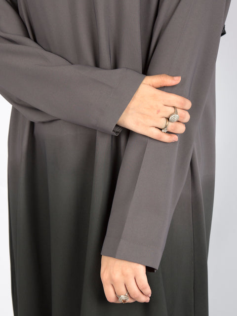 Two Toned Halter Neck Abaya (Grey Black) Jilbaab