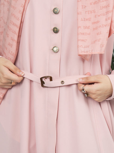 Modern Belted Coat (Peach-Pink) Jilbaab