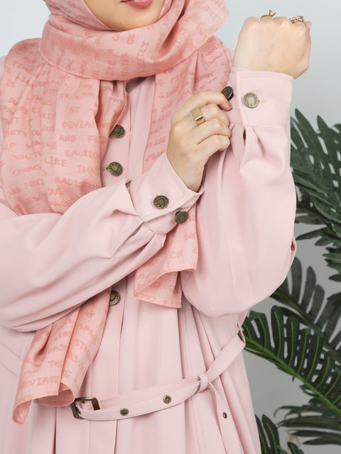 Modern Belted Coat (Peach-Pink) Jilbaab