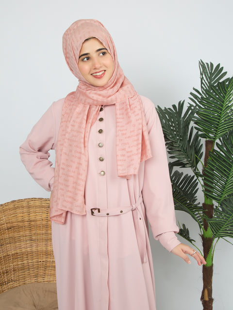 Modern Belted Coat (Peach-Pink) Jilbaab