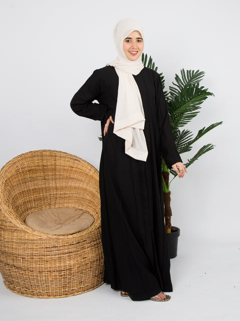 Black Cotton Coat with Pockets Jilbaab