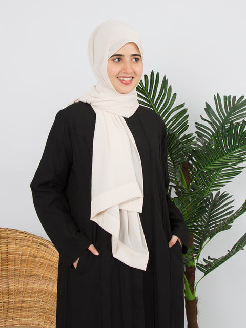 Black Cotton Coat with Pockets Jilbaab