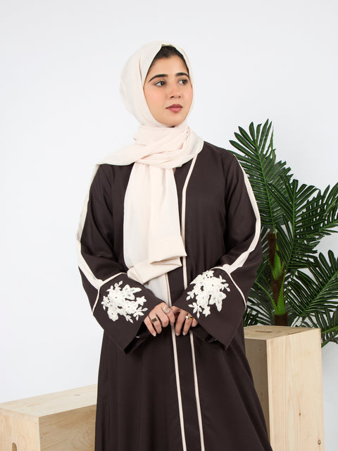 Alara Motif Abaya (Shadow & Cream) Jilbaab