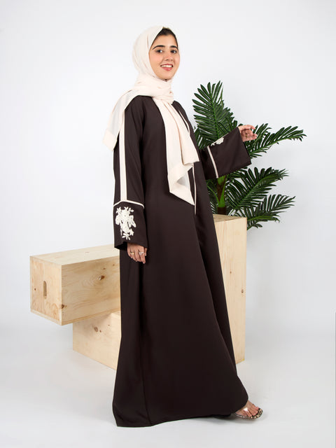 Alara Motif Abaya (Shadow & Cream) Jilbaab