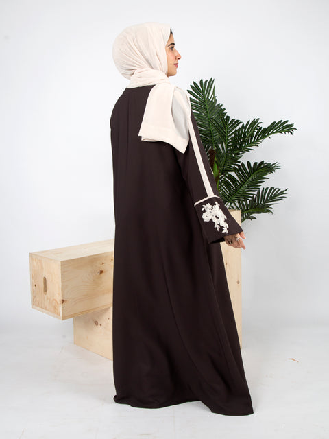 Alara Motif Abaya (Shadow & Cream) Jilbaab