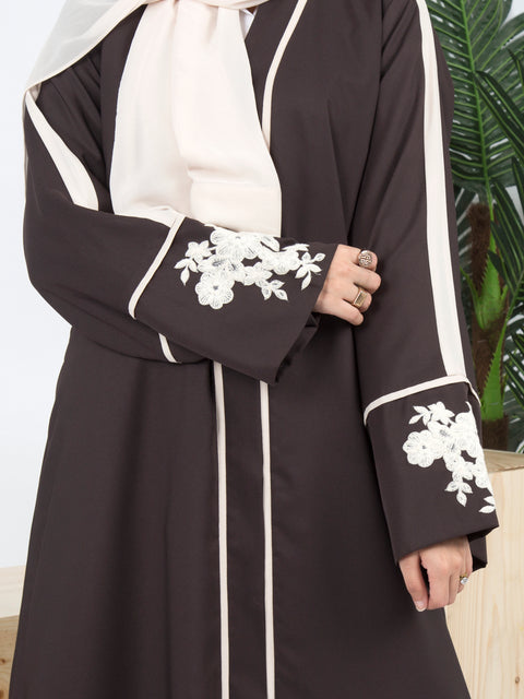 Alara Motif Abaya (Shadow & Cream) Jilbaab