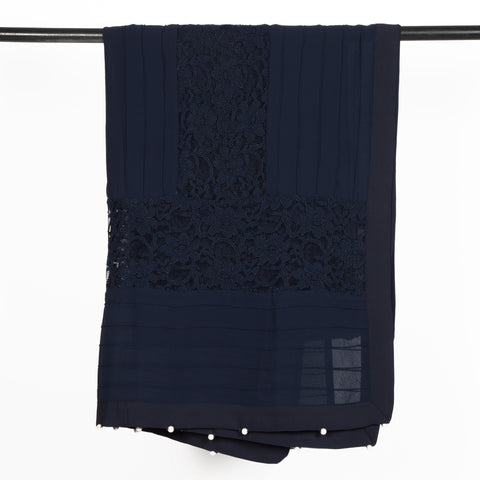 Formal Lace Scarf - Navy Blue Jilbaab