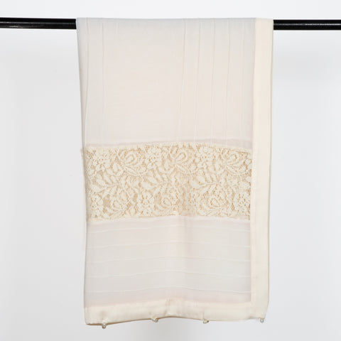 Formal Lace Scarf - Off White Jilbaab