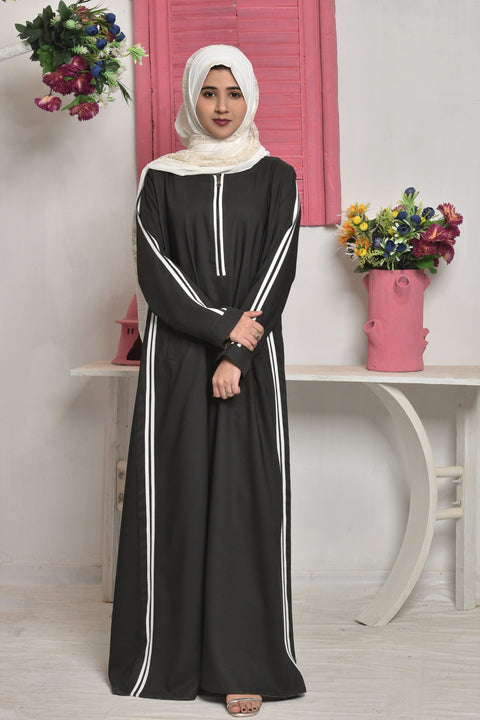 Modern Striped Abaya (Charcoal) Jilbaab