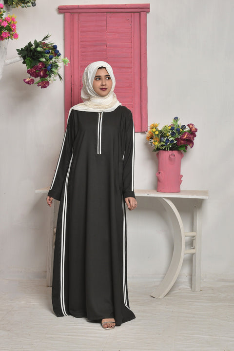 Modern Striped Abaya (Charcoal) Jilbaab