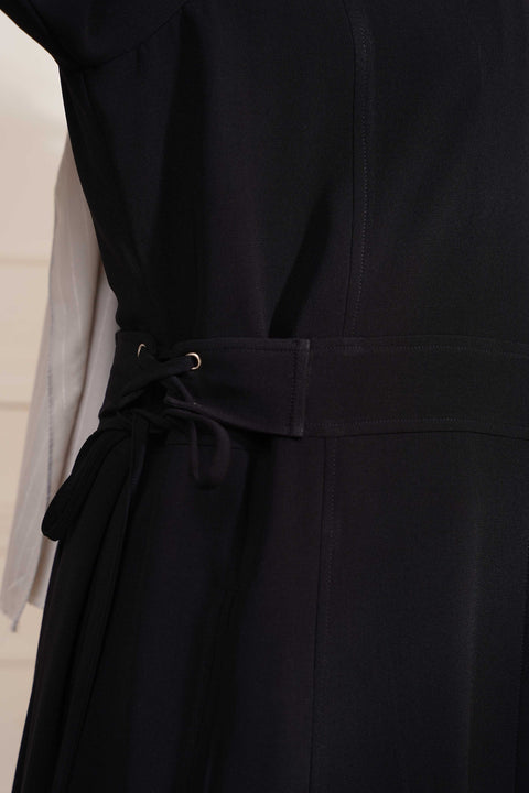 Bow String Turkish Coat (Black) Jilbaab