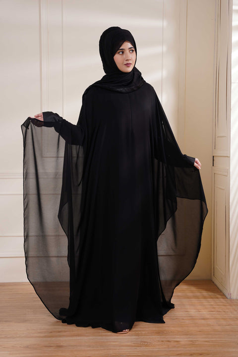 Black Formal Poncho with Pearls Jilbaab