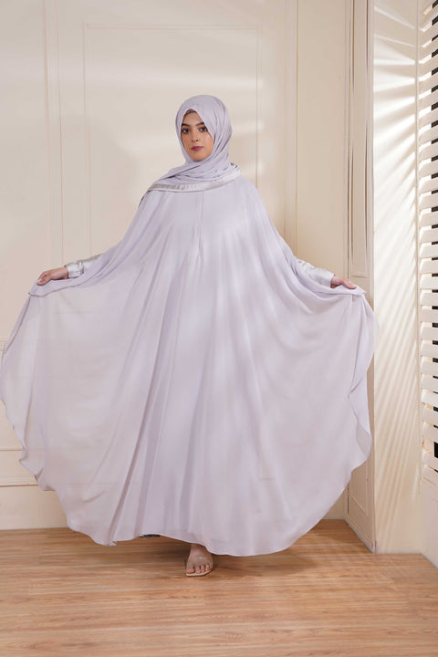 Light Grey Formal Poncho with Pearls Jilbaab