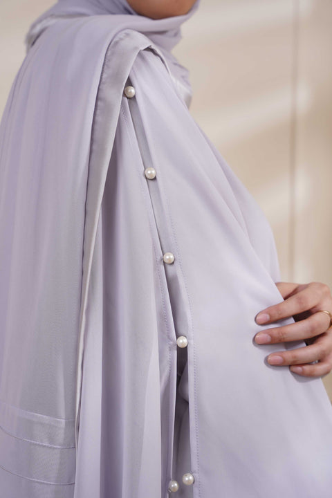 Light Grey Formal Poncho with Pearls Jilbaab