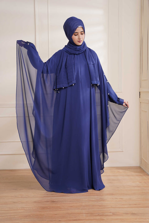 Electric Blue Formal Poncho with Pearls Jilbaab