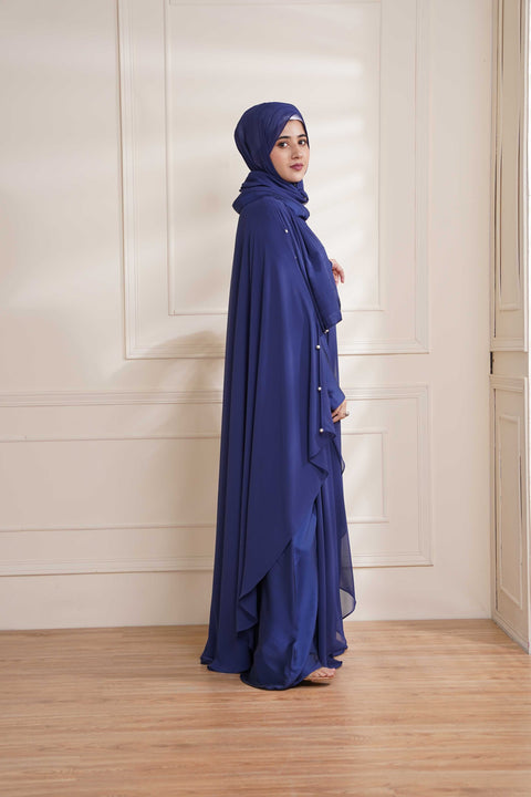 Electric Blue Formal Poncho with Pearls Jilbaab