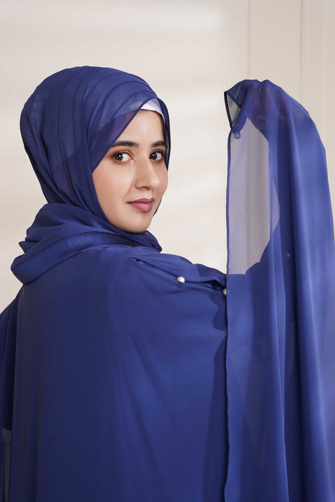 Electric Blue Formal Poncho with Pearls Jilbaab