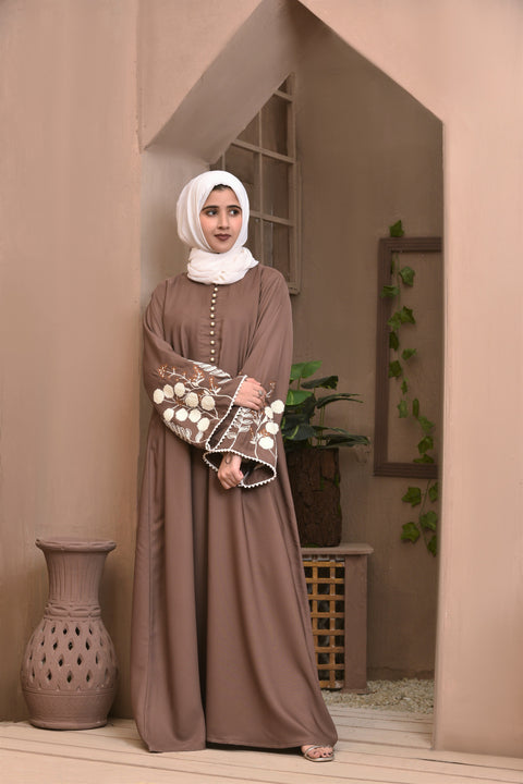 Dalila Embroidered Abaya (Dusty Rose Brown) Jilbaab