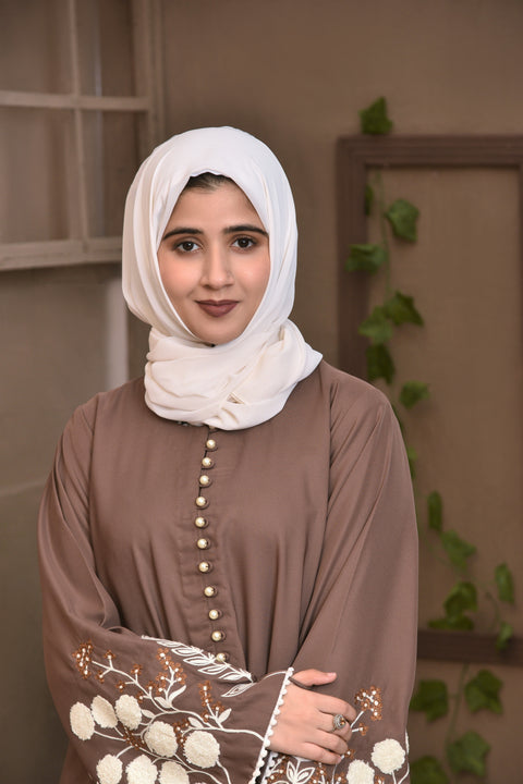 Dalila Embroidered Abaya (Dusty Rose Brown) Jilbaab
